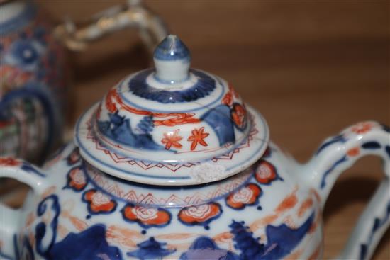 Three 18th century Chinese export tea pots and covers